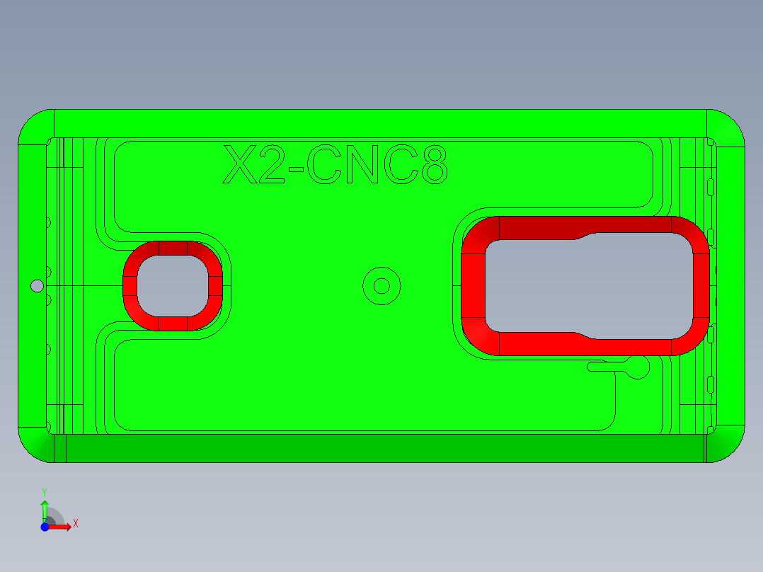 X2-CNC8笔记本CNC工装夹具三维模型GAIBAN-1209前视图