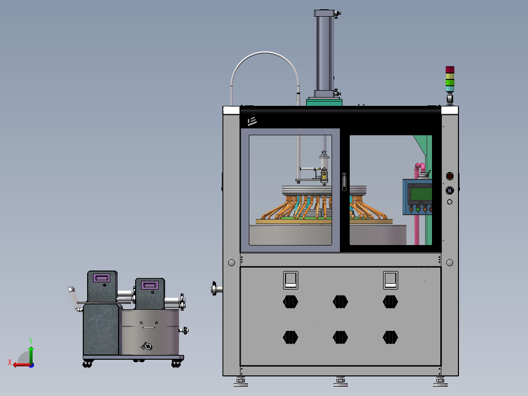 高精度玻璃抛光机(含工程图bom）sw18可编辑后视图