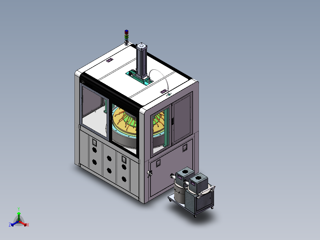 高精度玻璃抛光机(含工程图bom）sw18可编辑正等轴测图