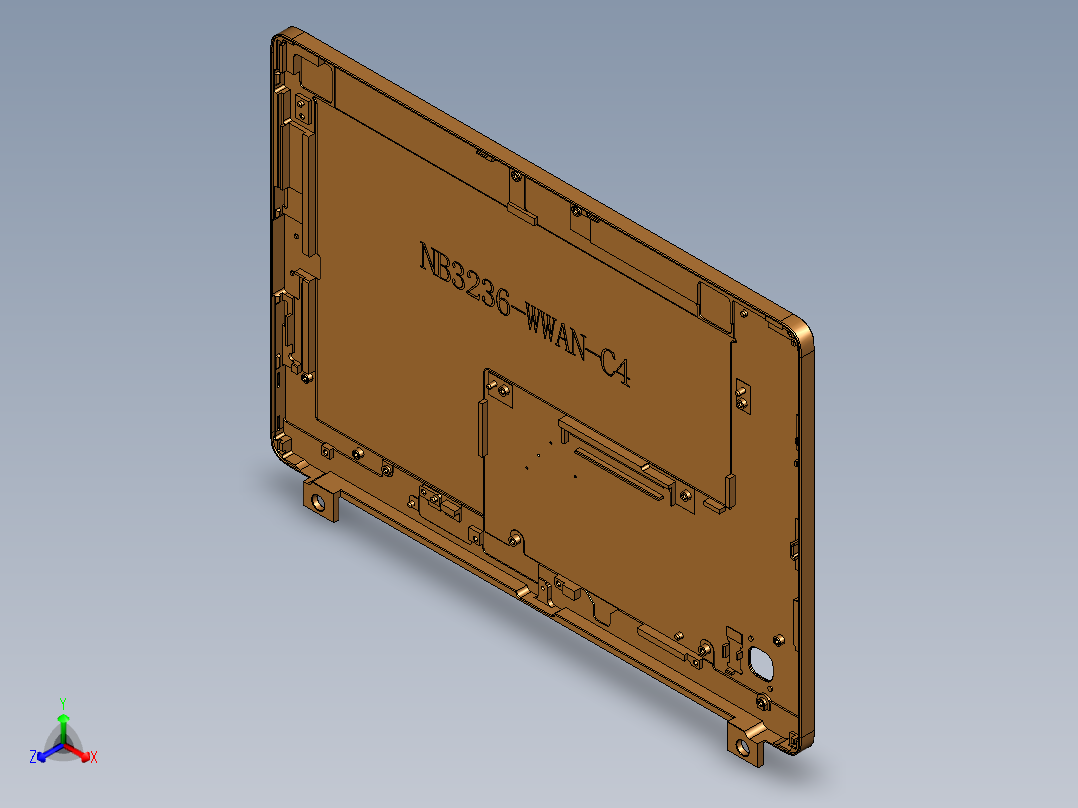 一款安卓平板外壳铣内腔程序模型正等轴测图