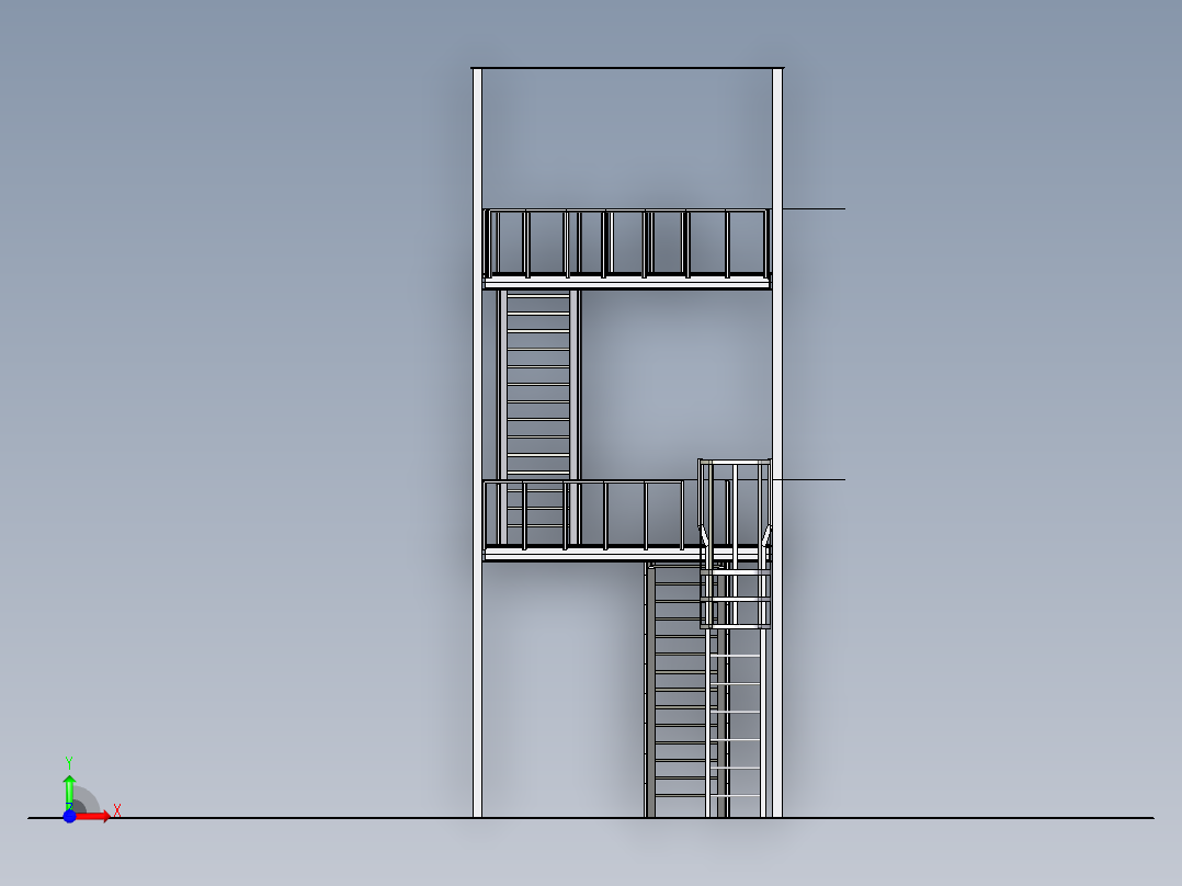 A2004300-双层钢架平台前视图
