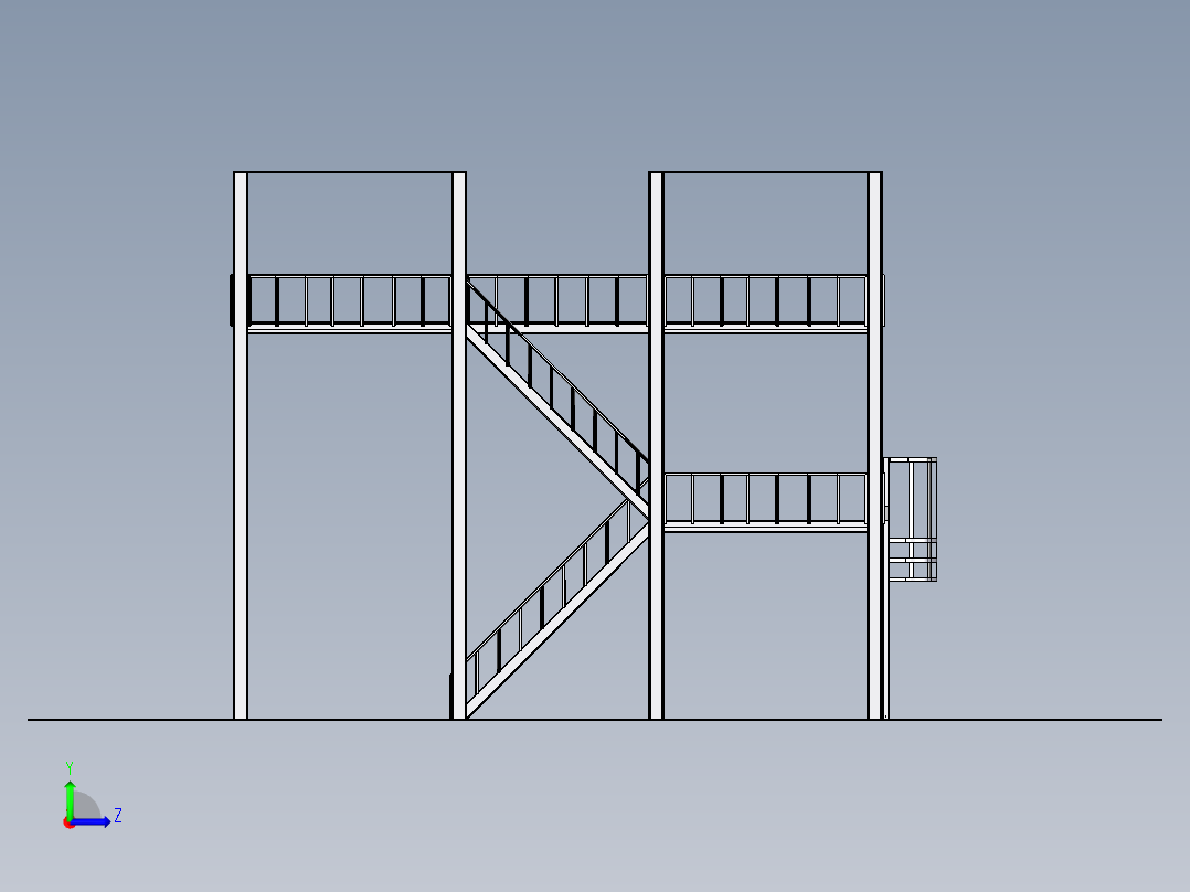A2004300-双层钢架平台左视图