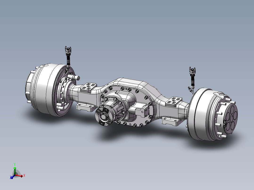 重型货车轮边减速驱动桥三维stp+二维CAD