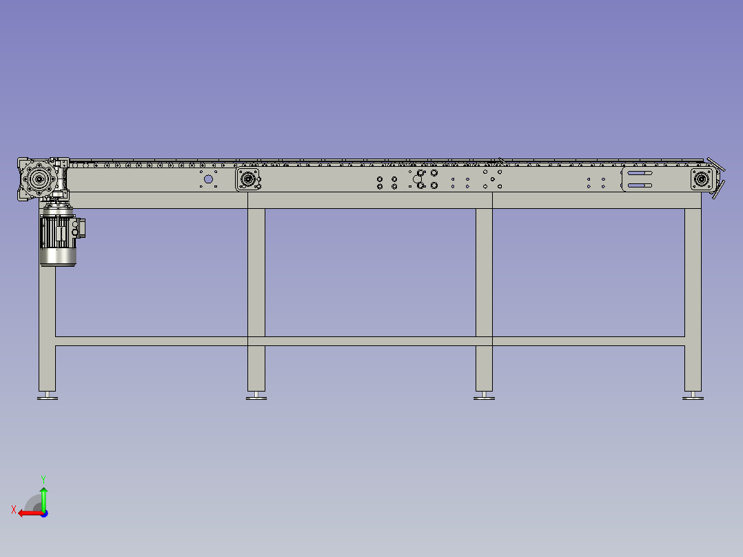 板链输送线后视图