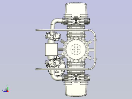 Boxer双缸发动机3D数模图纸右视缩略图