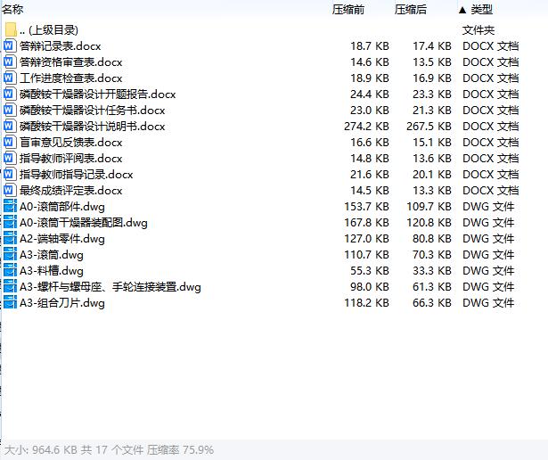 磷酸铵单滚筒干燥器设计含开题及7张CAD图