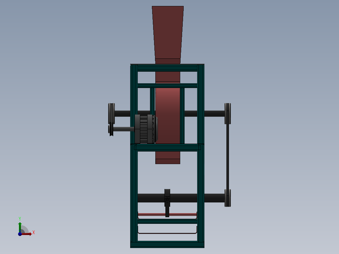 花生脱壳机3D数模图纸 Solidworks设计前视图