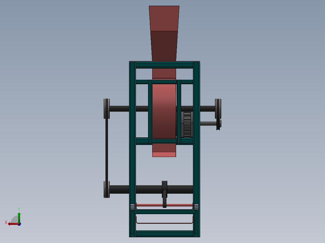 花生脱壳机3D数模图纸 Solidworks设计后视图