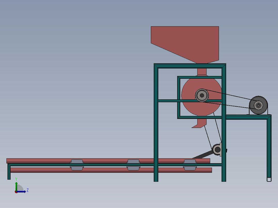 花生脱壳机3D数模图纸 Solidworks设计左视图