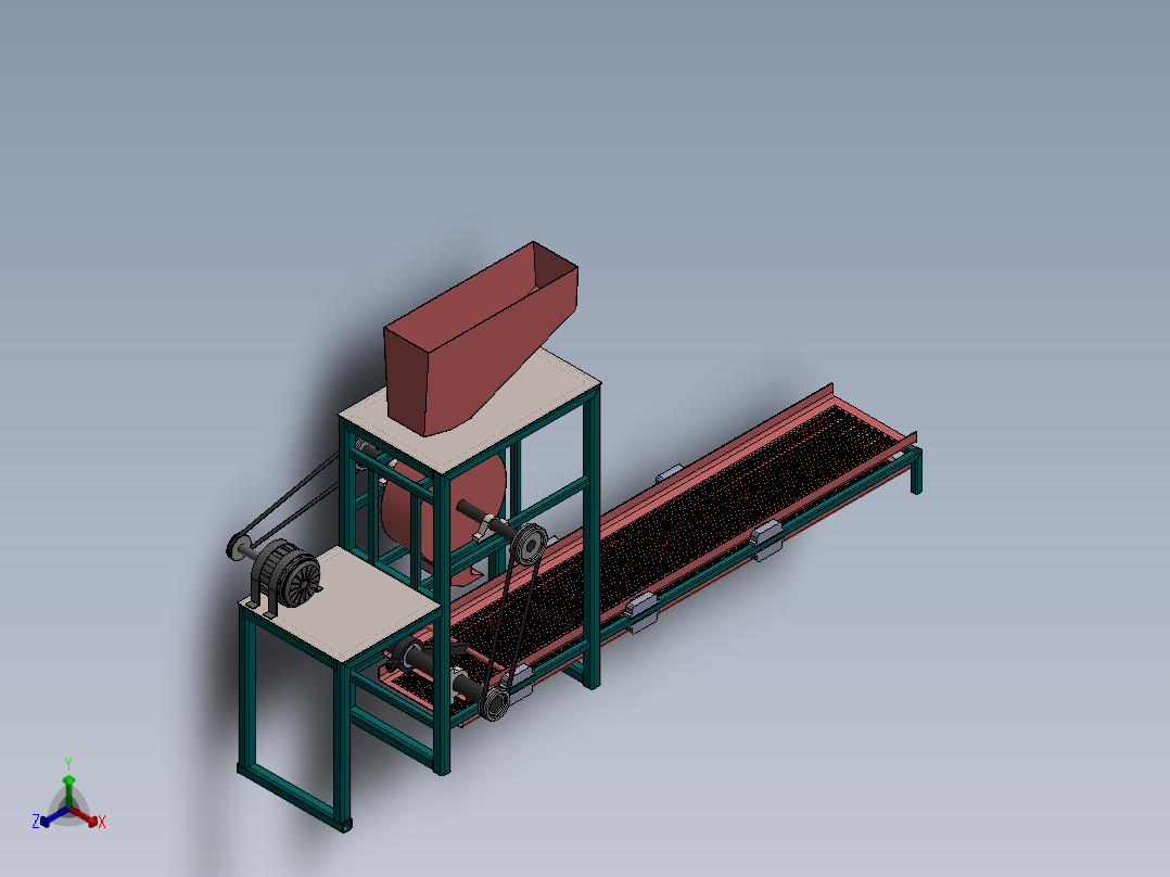 花生脱壳机3D数模图纸 Solidworks设计正等轴测图