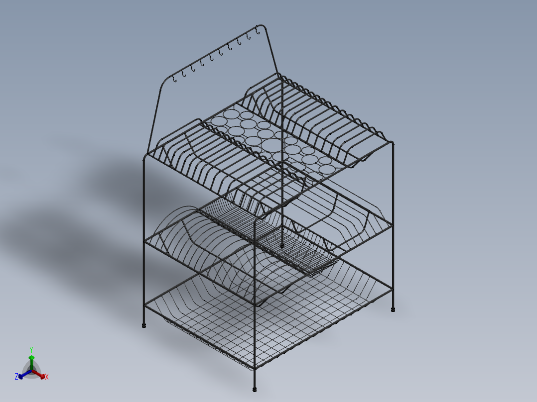 不锈钢厨房架14正等轴测图