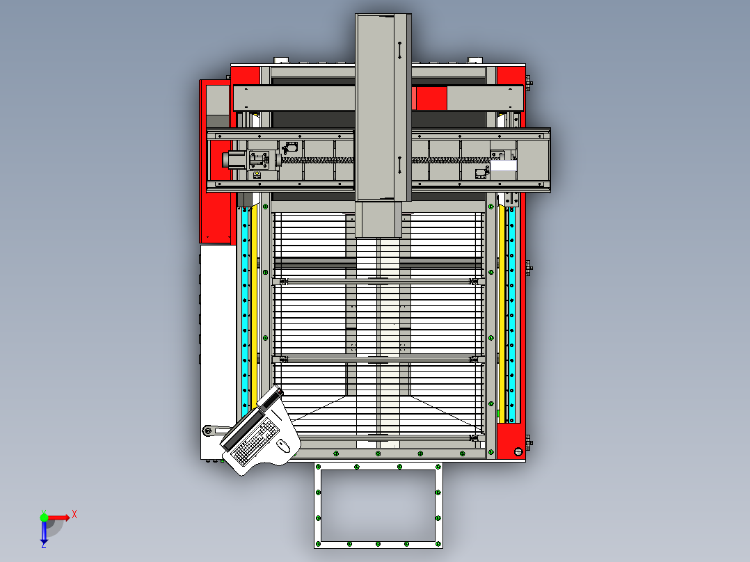 500w光纤激光切割机3D图纸H222俯视图