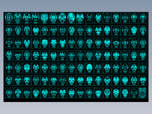 古装戏剧脸谱cad图纸 CAD绘图设计脸谱集合 中式京剧脸谱CAD素材