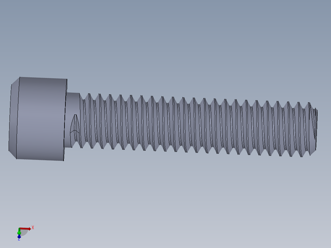 粗螺纹 SHCS 螺钉-SHCS 8-32.x0.75主视图