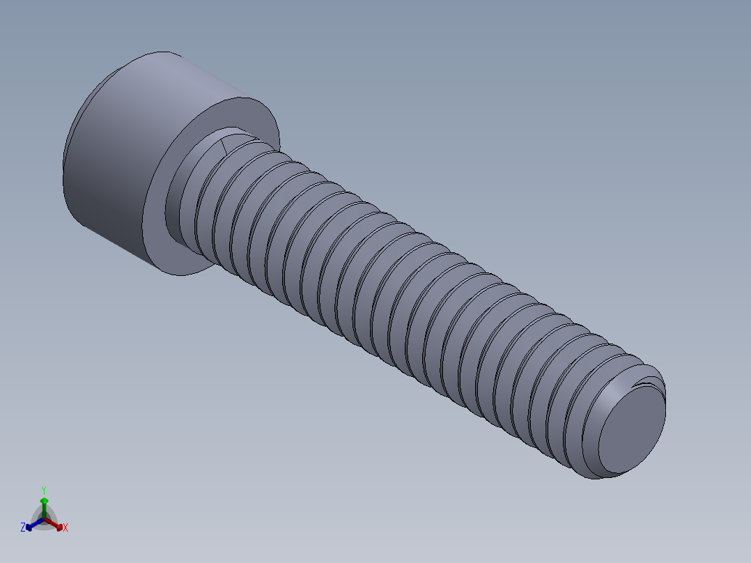 粗螺纹 SHCS 螺钉-SHCS 8-32.x0.75正等轴测图