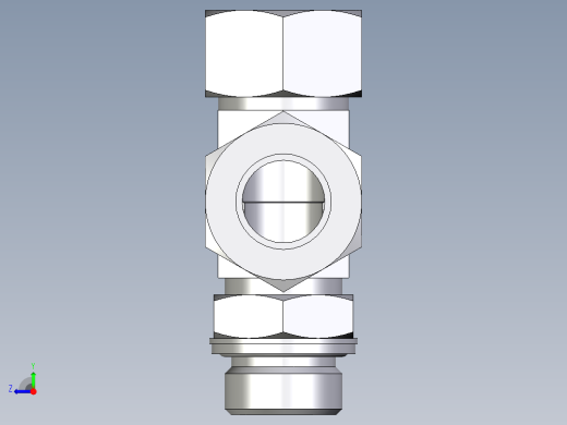 卡套式工业通用硬管接头EO_Adjustable_locknut_run_tee_LEE22LM27x2CF右视缩略图