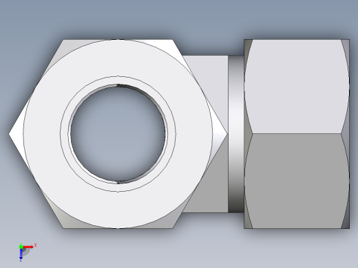 卡套式工业通用硬管接头EO_Adjustable_locknut_run_tee_LEE22LM27x2CF俯视缩略图