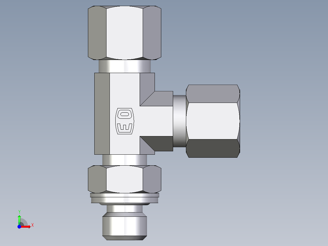 卡套式工业通用硬管接头EO_Adjustable_locknut_run_tee_LEE08ZLMCF前视图