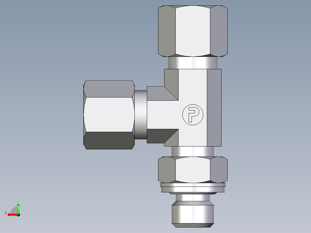 卡套式工业通用硬管接头EO_Adjustable_locknut_run_tee_LEE08ZLMCF后视图