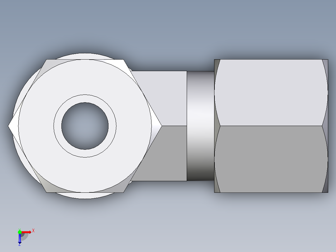 卡套式工业通用硬管接头EO_Adjustable_locknut_run_tee_LEE08ZLMCF俯视图