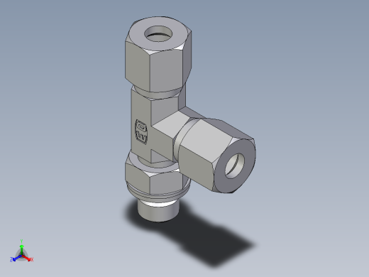 卡套式工业通用硬管接头EO_Adjustable_locknut_run_tee_LEE08ZLMCF正等轴测缩略图