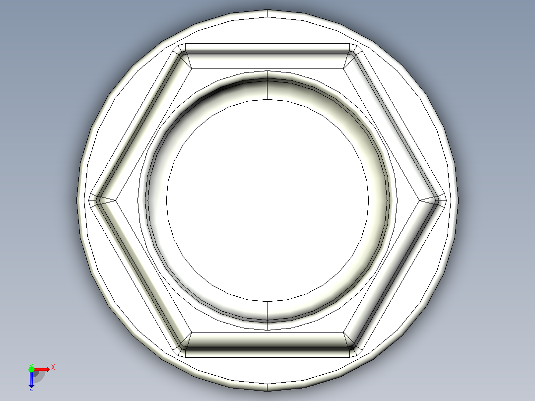 紧固件-STEP Hex Head Screw-03俯视图
