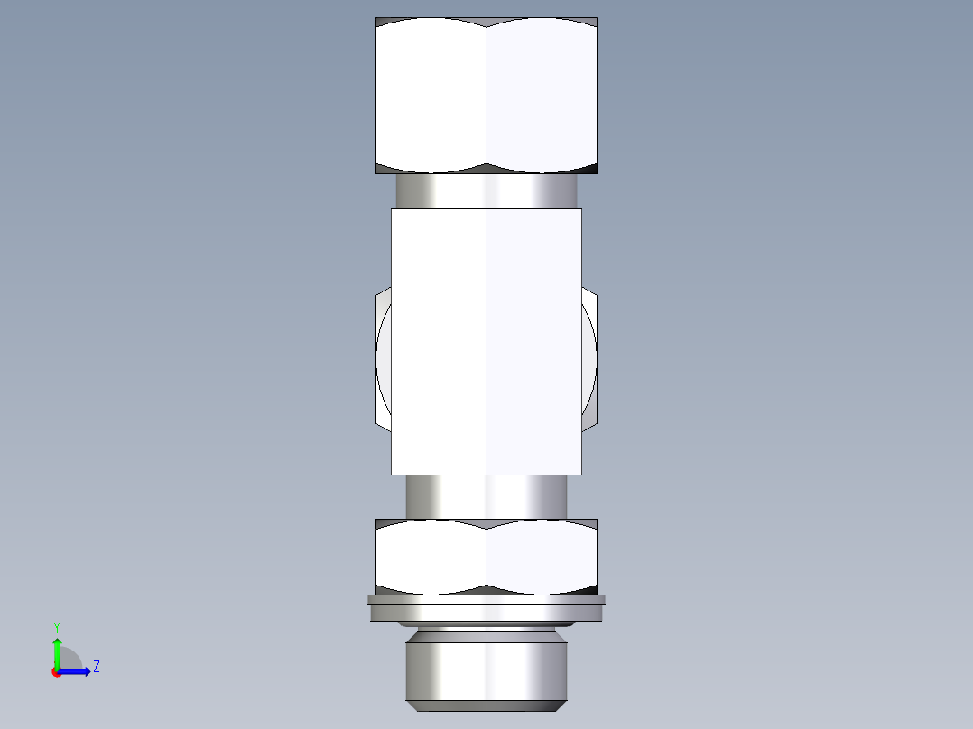 卡套式工业通用硬管接头EO_Adjustable_locknut_run_tee_LEE12ZLMCF左视图