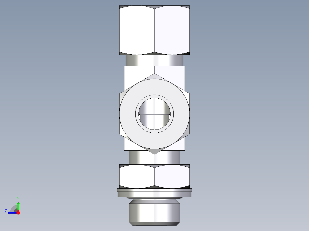 卡套式工业通用硬管接头EO_Adjustable_locknut_run_tee_LEE12ZLMCF右视图