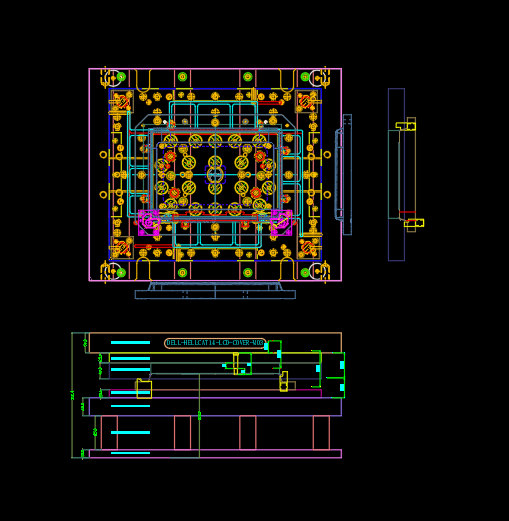 3C类电脑外壳四周折弯30度模具设计图