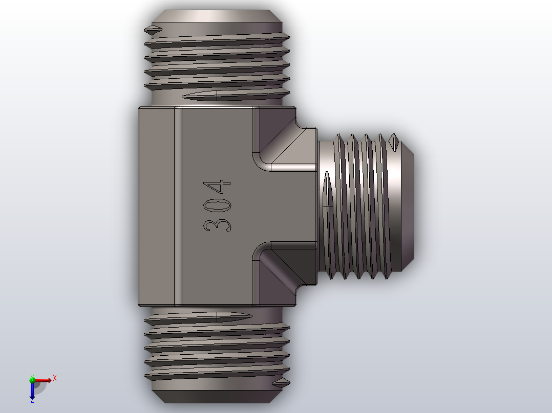 外螺纹三通.SLDPRT俯视图