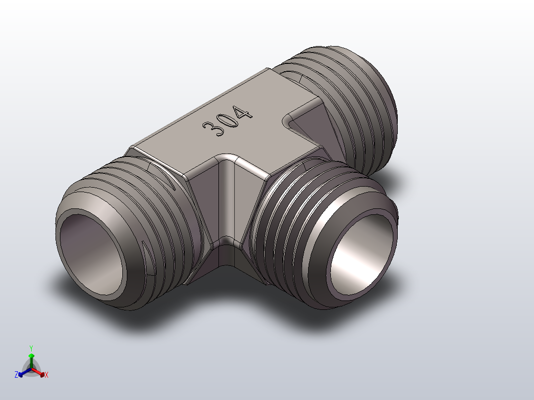 外螺纹三通.SLDPRT正等轴测图