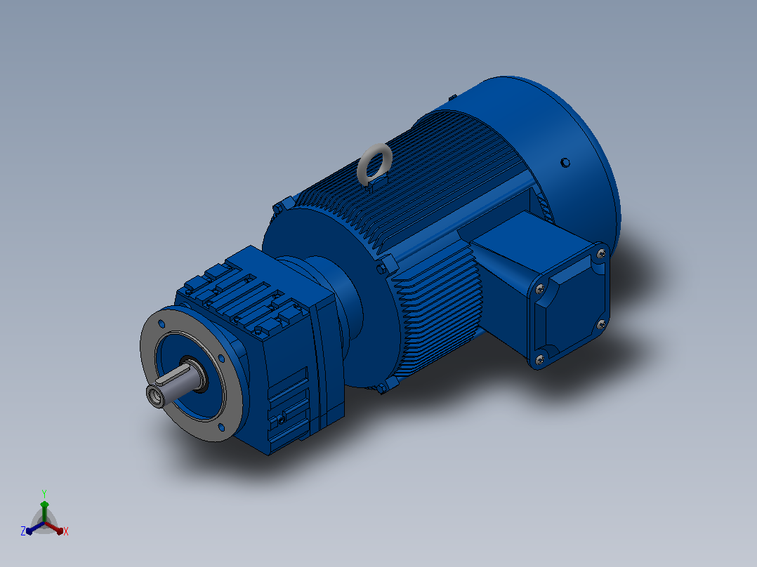 RF27法兰轴伸式安装斜齿轮减速机RF27-Y3-4P-100-M1-0°-Φ140主视图