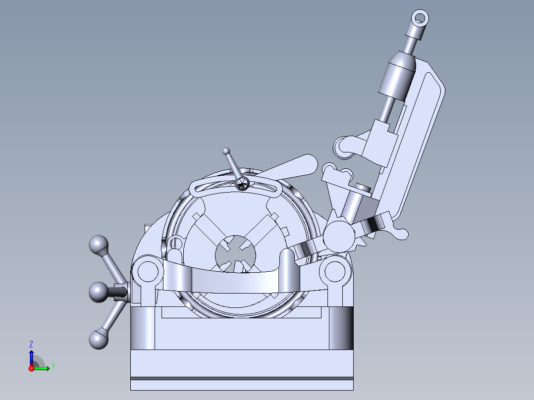 管道螺纹加工机3D数模图纸 Solidworks设计右视图