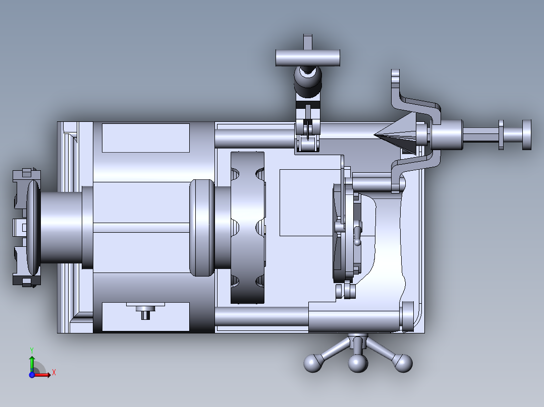 管道螺纹加工机3D数模图纸 Solidworks设计俯视图