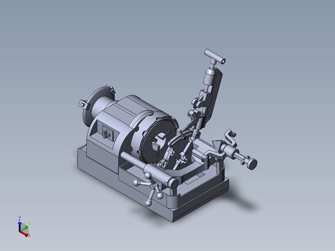 管道螺纹加工机3D数模图纸 Solidworks设计正等轴测图