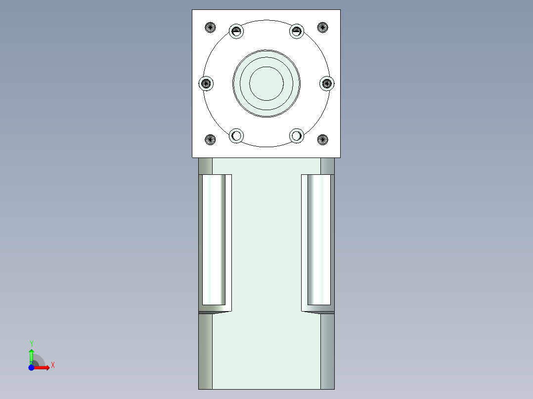 换向器PW70双轴 PLX60-L2 14-50-70-M4.stp前视图