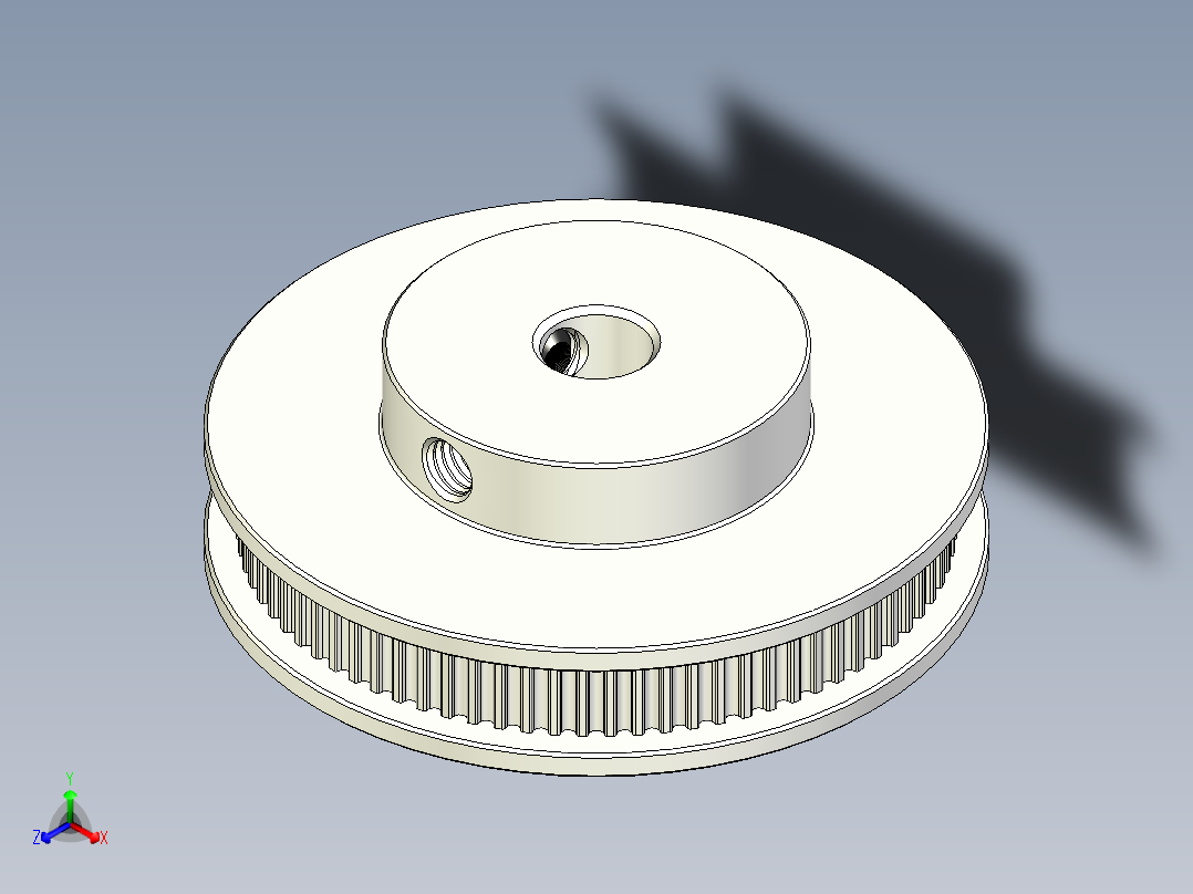 2GT滑轮，BF型，80齿，外径55毫米；6mm和10mm皮带宽度；8毫米、10毫米、12毫米和15毫米孔径主视图