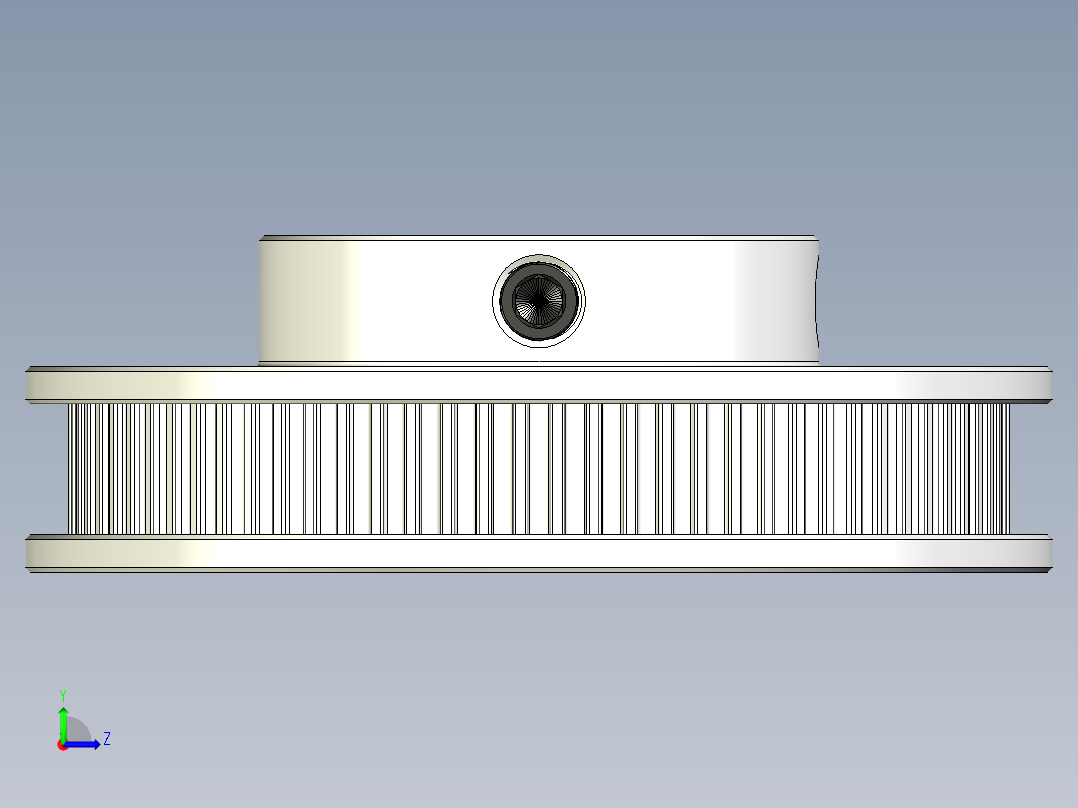 2GT滑轮，BF型，80齿，外径55毫米；6mm和10mm皮带宽度；8毫米、10毫米、12毫米和15毫米孔径左视图