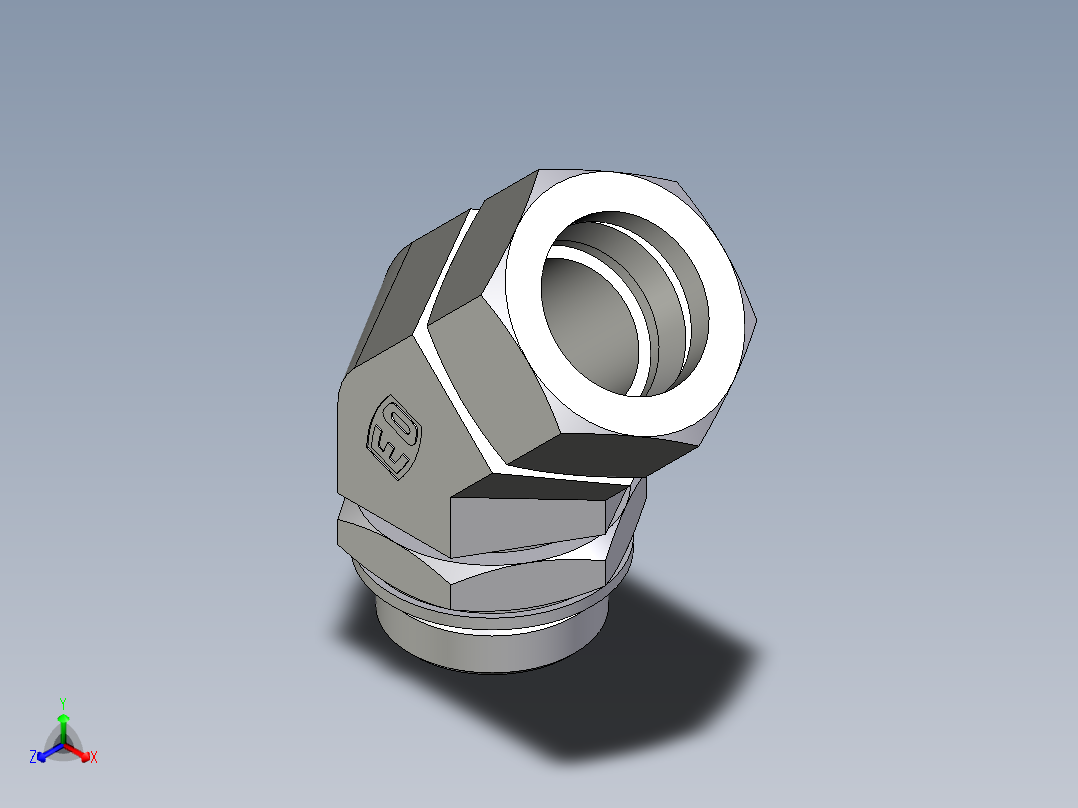 卡套式工业通用硬管接头EO_Adjustable_locknut_45_deg_elbow_VEE35LMCF主视图