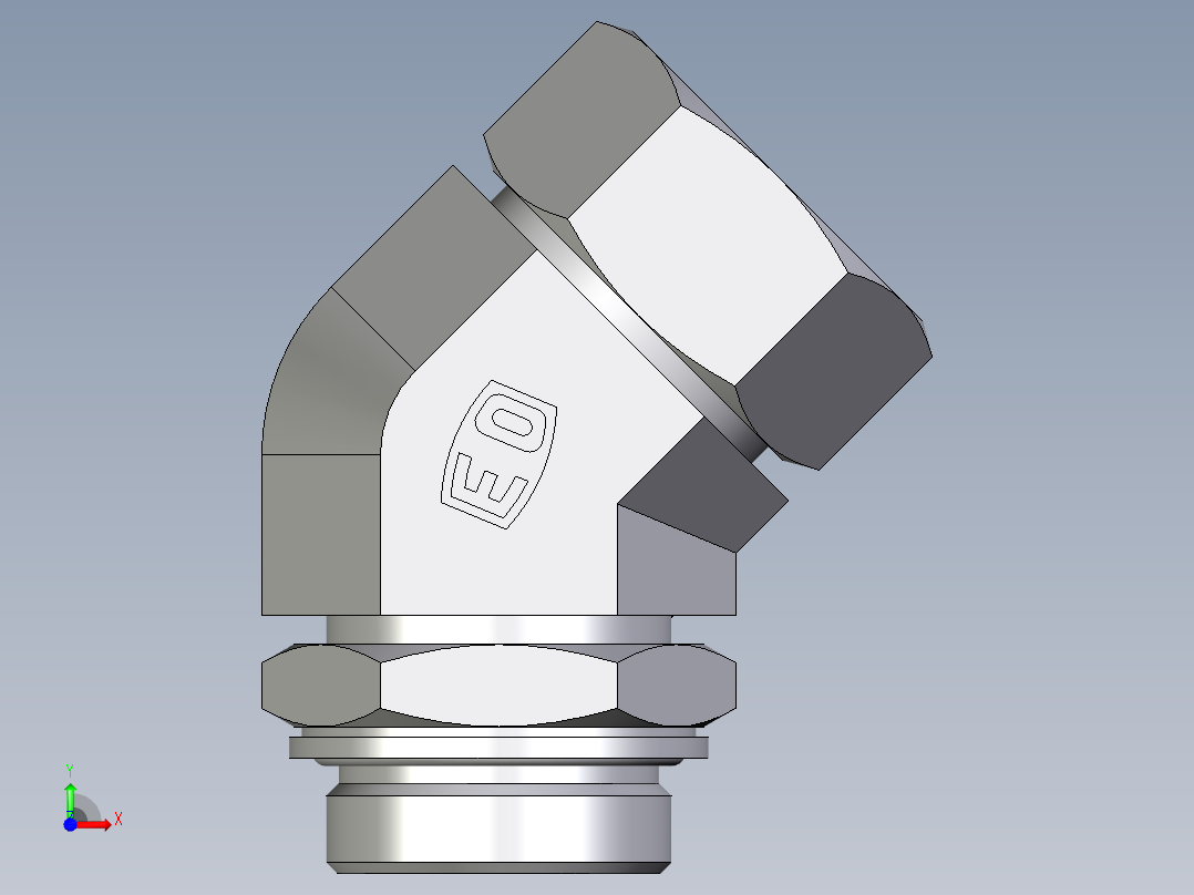 卡套式工业通用硬管接头EO_Adjustable_locknut_45_deg_elbow_VEE35LMCF前视图