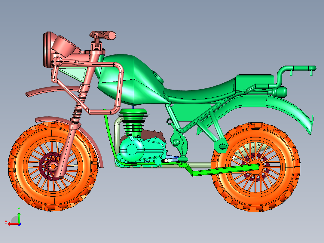 喜马拉雅探险摩托后视图