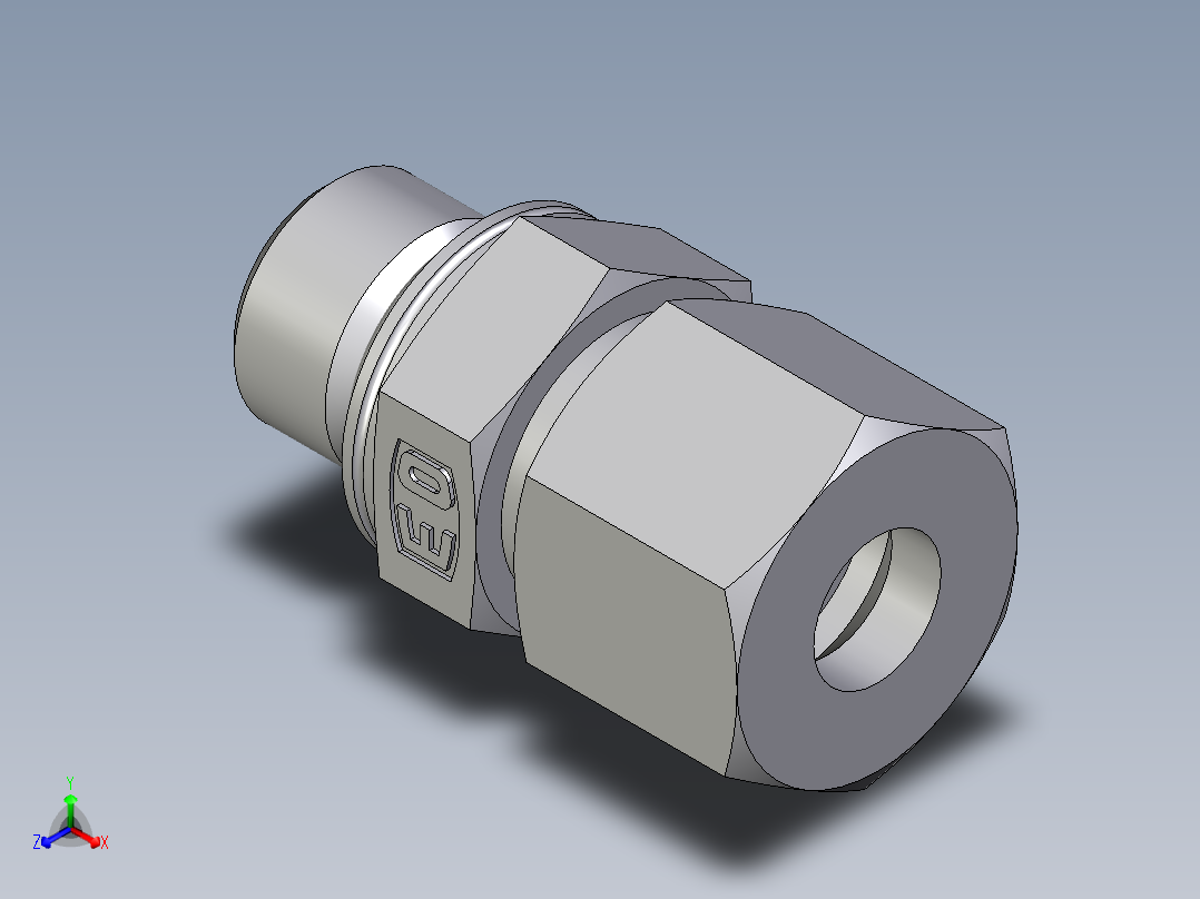 卡套式工业通用硬管接头EO_Male_Stud_connector_GEO10ZSMCF正等轴测图
