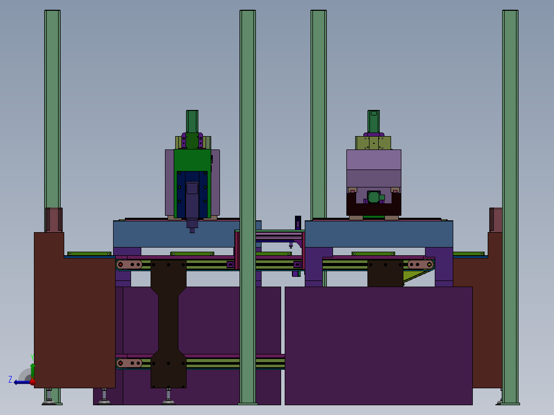自动化提升机组装传输带设备sw16可编辑右视图