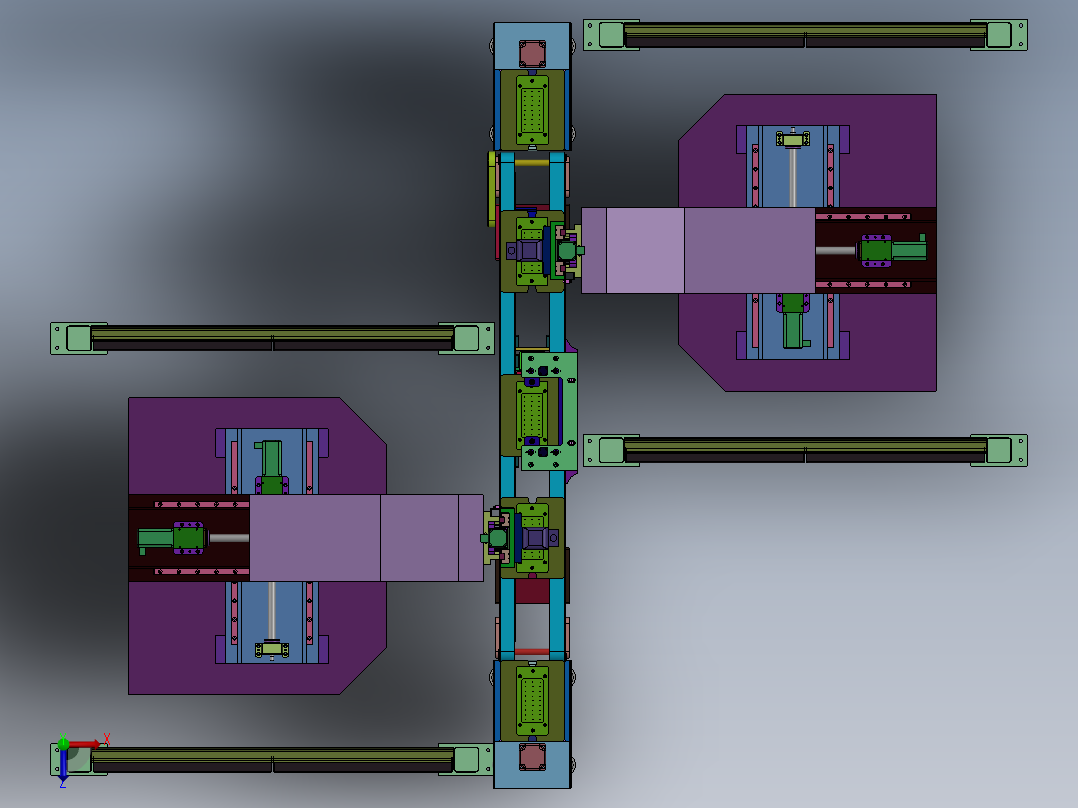自动化提升机组装传输带设备sw16可编辑俯视图