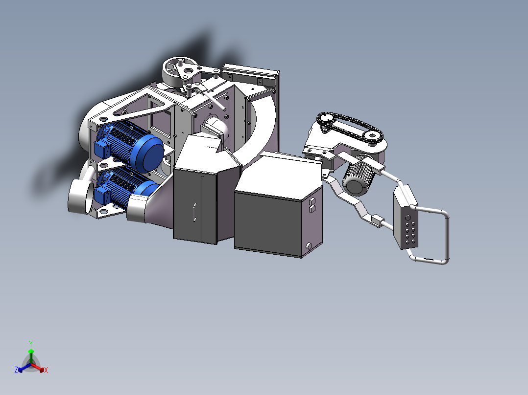 路面抛丸机正等轴测图
