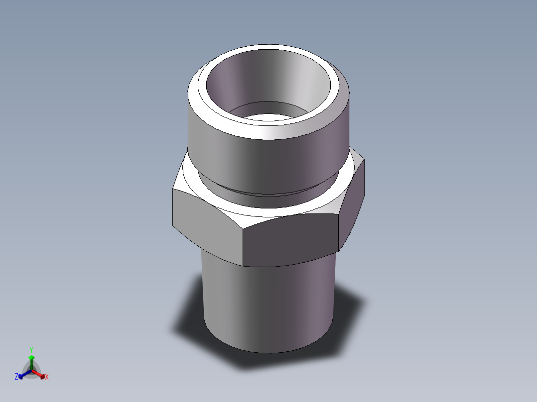 英制锥管螺纹直接头、1CT-16-04SP正等轴测图
