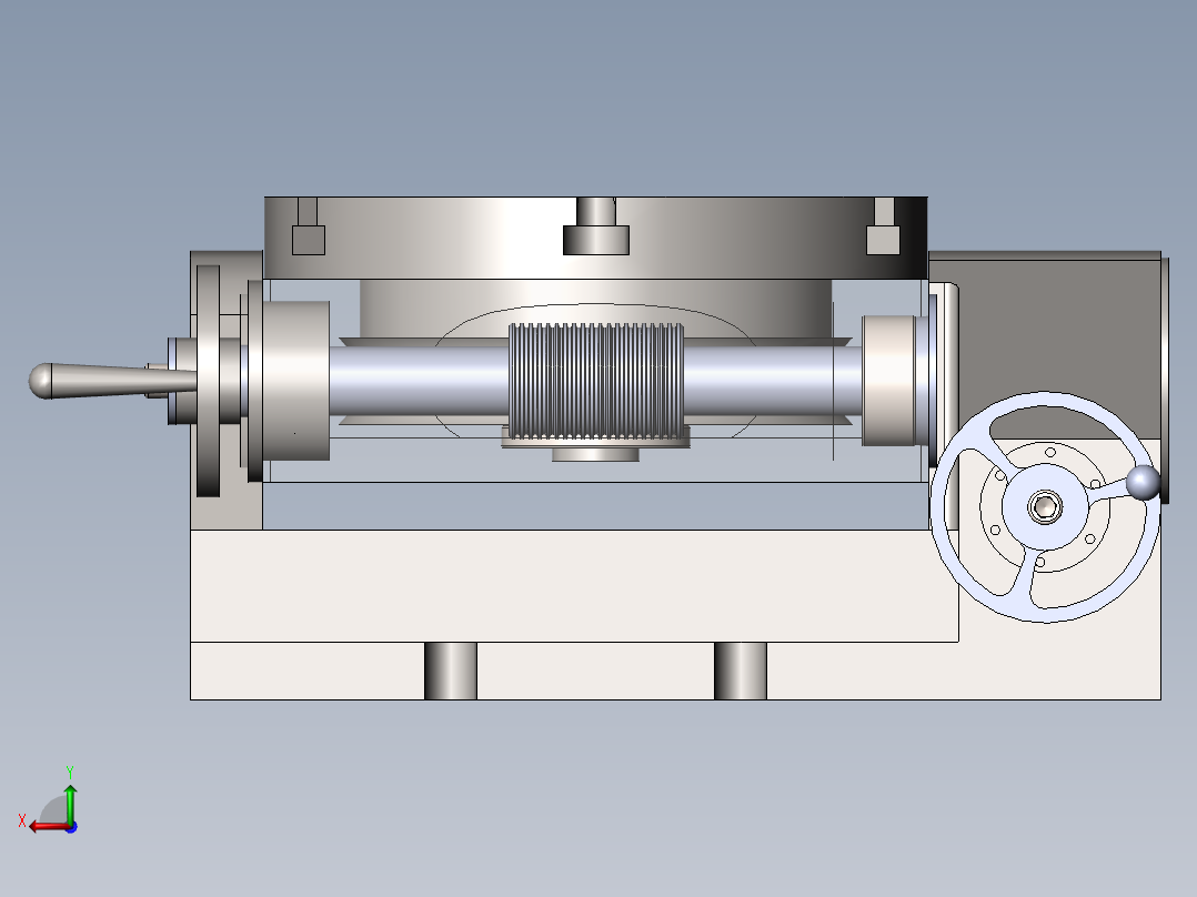 手动可倾斜回转工作台后视图