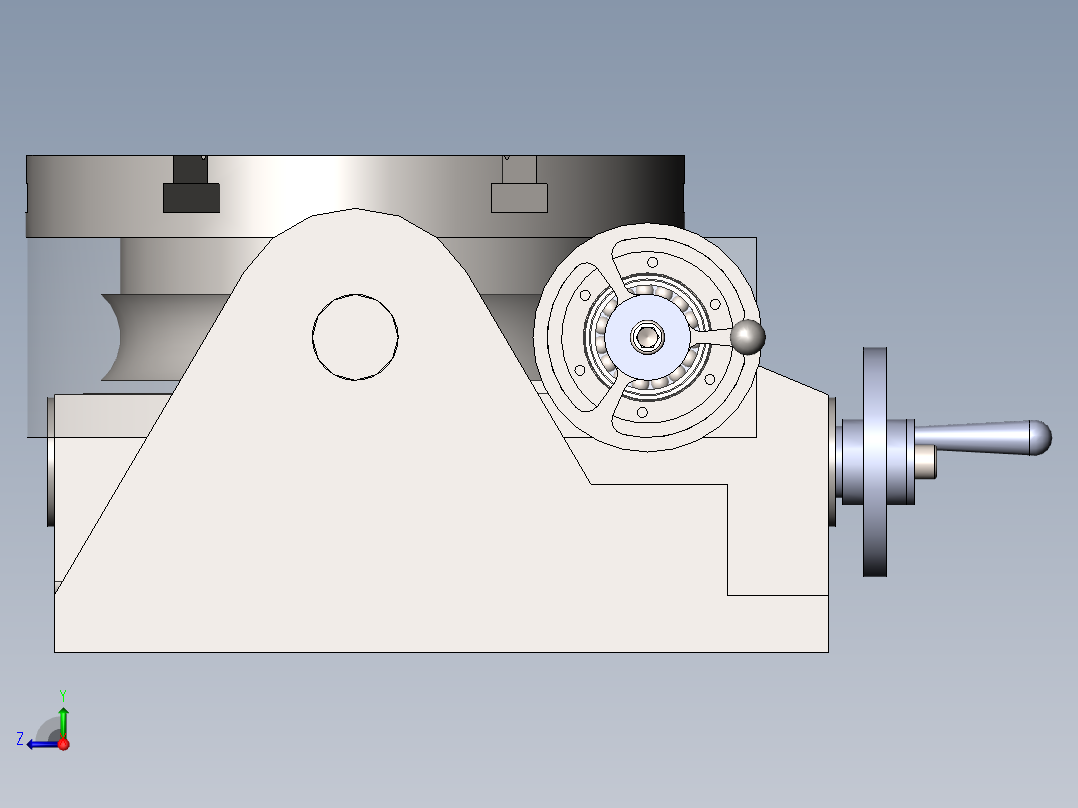 手动可倾斜回转工作台右视图