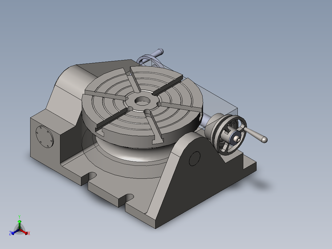 手动可倾斜回转工作台正等轴测图