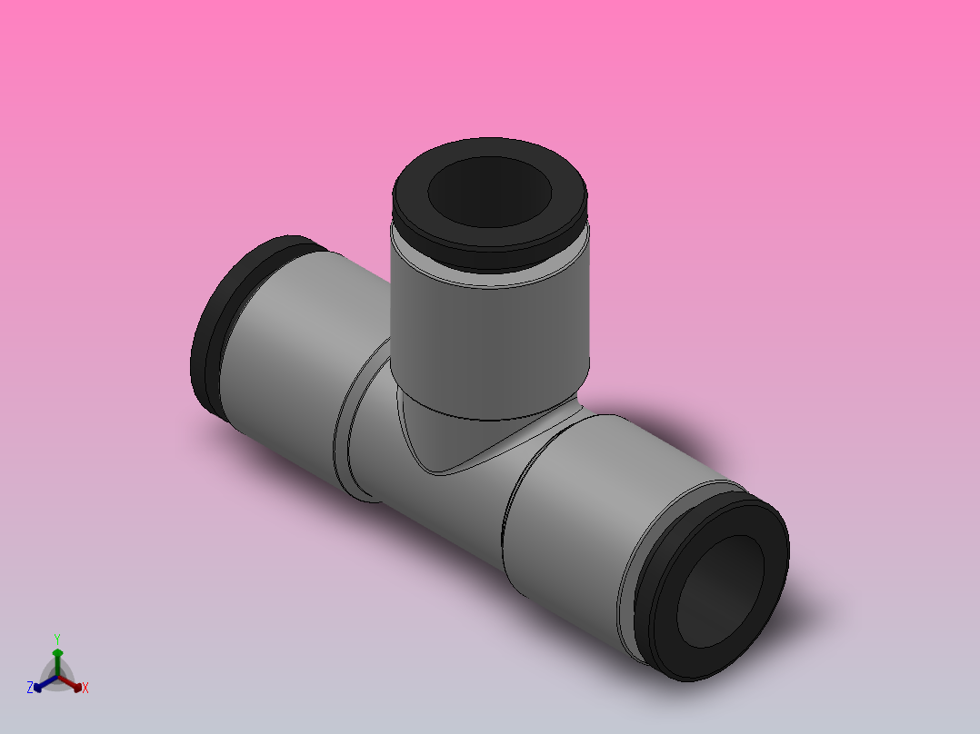 IPEP 正三通气动管接头_IPEP 12正等轴测图